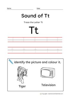 the letter t worksheet for children to learn how to write and draw letters