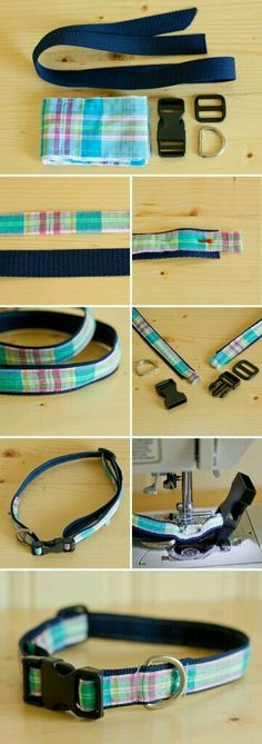 the instructions to make a dog collar with webbs and leashes, including an adjustable buckle