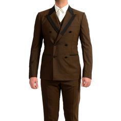 Dolce & Gabbana Men's Wool Silk Double Breasted Three Piece Suit Us 38 It 48 Country/Region Of Manufacture: Italy Retail Value: $2795.00 This Is Authentic Dolce & Gabbana Men's Wool Silk Double Breasted Three Piece Suit Sku: Kj-Wh-23018 Material: 92% Wool 5% Silk 3% Spandex Model: Ghxet Fubbg S8231 Fly Type: Zip Chest: 19.5" Sleeves: 25.25" Shoulders: 17.25" Length: 28.75" Chest (Vest): 19" Length (Vest): 22.75" Waist: 35" Rise: 10.25" Inseam: 32.5" Leg Opening: 7" Chest Vest, Dolce And Gabbana Suits, Adidas Track Suit, Pinstripe Suit, Tuxedo Suit, Swim Shoes, Compression Pants, Adidas Track, Three Piece Suit