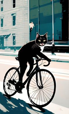 a cat is sitting on the back of a bicycle