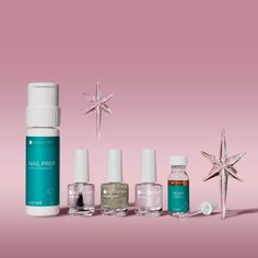 Shooting Star System Kit - Nail Prep Bottle, Base Coat Bottle, Shooting Star Lacquer Bottle, Top Coat Bottle, Revive Bottle Dazzle Dry, Sheer Shades, Nail Prep, Nail Oil, Body Spa, Star System, Star Nails, Silver Sparkle, Shooting Star