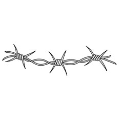 a black and white drawing of two barbed wire