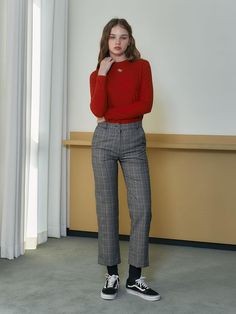 Composition : SHELL: POLYESTER 70% / RAYON 30% LINING: POLYESTER 100%Color: BLACKCountry of Origin : Republic of Korea Plaid Tapered Leg Business Casual Pants, Classic Plaid Bottoms For Office, Classic Plaid Office Bottoms, Plaid Ankle-length Pants For Business Casual, Plaid Ankle-length Business Casual Pants, Classic Plaid Pants For Office, Plaid Straight Pants For Work, Plaid Straight Work Pants, Plaid Ankle-length Pants For Work