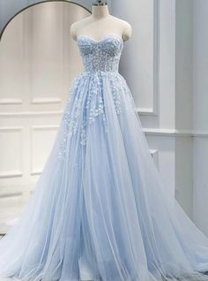 Blue Lace Prom Dress, Prom Dresses Long Blue, Blue Wedding Dress, Formal Dresses Graduation, Light Blue Wedding, Floor Length Prom Dresses, Blue Dress Formal, Graduation Dresses, Lace Formal Dress