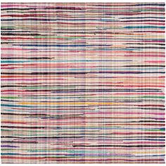 a multicolored rug with vertical stripes on the bottom and sides, in various colors