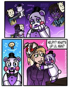 a comic strip with an image of a woman holding a teddy bear