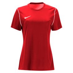 Nike Women's Park 20 Top. Streamlined top has back mesh panel for cool comfort. Embroidered swoosh. Dri-FIT technology. 100% Polyester. Funnel Neck Sweatshirt, Nike Brand, Leggings Casual, Nike Womens, Nike Fashion, Team Apparel, Mesh Panel, Soccer Jersey, Nike Tops