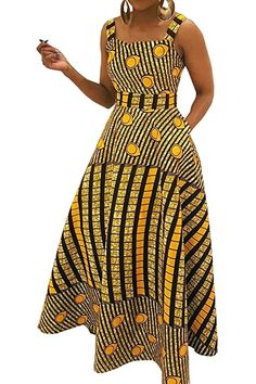 RealWax Dress For Women Party Wear Split Ball Gown Cocktail Ankara Clothing Clothes - - XX-Small: Amazon.co.uk: Clothing African Print Long Dress, Ankara Maxi Dress, Striped Print Dresses, Plus Size Long Dresses