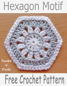 the crochet hexagon motif is shown in white