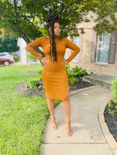 Prefect for fall!! This dress is super soft and stretchy. One side split. 78% Polyester 18% Rayon 4% Spandex Take Me Out, Long Sleeve Bodycon, Long Sleeve Bodycon Dress, Side Split, Golden Brown, Above The Knee, One Shoulder Dress, Cold Shoulder Dress, One Shoulder