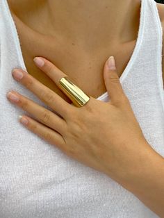 Details: One size fits all Materials: Brass hand-dipped in a 14K gold finish Adjustable Ring, Adjustable Rings, Gold Finish, One Size Fits All, Gold Rings, Brass, Ring, Gold