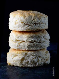 three biscuits stacked on top of each other