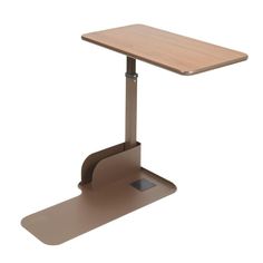 a standing desk with a wooden top and metal legs, on an isolated white background