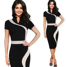 Fitted V-neck Bodycon Dress For Office, Elegant Stretch Bodycon Dress For Office Wear, Elegant Bodycon Mini Dress For Office, Black V-neck Bodycon Dress For Office, V-neck Stretch Bodycon Dress For Office, Stretch Midi Length Bodycon Dress For Office, Chic Stretch Bodycon Dress For Office, Chic Stretch Midi Dress For Office, Stretch Midi Bodycon Dress For Office