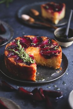 a cake on a plate with one slice missing