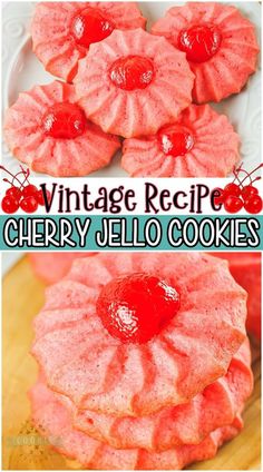 vintage recipe cherry jello cookies with cherries on the top and in the middle