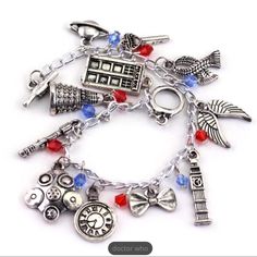 Dr. Who Charm Bracelet ~ Alloy Metals ~ Toggle Clasp Trades Or Holds Use Offer Option Supernatural Movie, Supernatural Jewelry, Police Box, Anchor Bracelet, Women Bracelet, Style Punk, Christmas Gift Jewelry, Mood Tracker, Gorgeous Bracelet