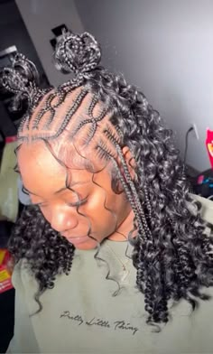 Hair Styles For December, Knotless With Natural Hair, Braids For December, Scalp Braids With Curly Hair, Bob Fulani Braids, Short Fulani Braids With Curls, Hair Styles For School Braids, Short Fulani Braids, Knotless Braids Design