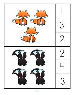 the worksheet is showing how to make numbers for each fox and other animals