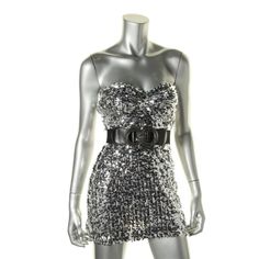 Hotsauce Style Silver Sequined Strapless Party Clubwear. Manufacturer: Hotsauce Style Size: S/M Size Origin: Us Manufacturer Color: Silver Retail: $87.00 Condition: New With Tags Style Type: Clubwear Dress Collection: Hotsauce Style Silhouette: Sheath Sleeve Length: Strapless Closure: Pullover Dress Length: Above Knee, Mini Total Length: 23 Inches Bust Across: 13 Inches Waist Across: 12 Inches Hips Across: Inches Material: No Garment Tag Fabric Type: Sequined Specialty: Lined Belt Incldued Clubwear Dresses, Style Dresses, Above Knee, Dress Collection, Dress Length, Cocktail Dress, Fashion Dresses, Sleeve Length, Formal Dresses