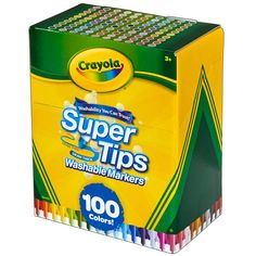 a box of crayola super tips washable markers