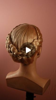 Braided Hairstyles For Formal Events, Elegant Hair Braids, Two Braid Updo, Hair Ideas For Dance Competition, Lace Braid Hairstyles, Braid Bun Tutorial Step By Step, Hair Braids With Ribbon, Braids To Bun Hairstyle, Circle Braid