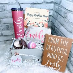 a birthday gift box filled with personalized items