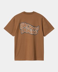 Color: Hamilton Brown - The S/S Brown Ducks T-Shirt is woven from lightweight organic cotton jersey in a loose fit. Graphic prints appear on the chest and back. _* 100% Cotton, Loose fit, Short sleeves, Graphic prints Carhartt Wip, Ducks, Workout Shorts, Graphic Prints, Organic Cotton, Loose Fitting, Short Sleeves, T Shirt, Color