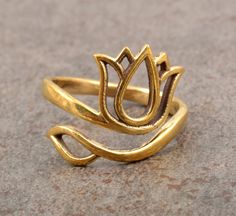 "Adjustable Lotus brass Ring, Flower ring, Vine leaf ring, Handmade Jewelry, Dainty ring, wedding gift, Unique ring, gift for her SIZE:- All Size Are Available, choose from variation. METAL:- Brass ♥ BRASS SPECIALTY ♥ Brass is known for its strength and durability. However, it is also very malleable, making it ideal for shaping into intricate jewelry designs. ... Brass does not rust and is resistant to corrosion. However, it does develop a patina, or greenish layer, over time. ❥ Add this beautif Adjustable Gold Flower Ring In Brass, Adjustable Gold Brass Flower Ring, Adjustable Bronze Wedding Ring, Bohemian Adjustable Flower Ring For Anniversary, Adjustable Brass Stackable Wedding Rings, Adjustable Metal Flower Promise Ring, Wedding Brass Midi Rings With Open Design, Adjustable Brass Flower Ring As Gift, Adjustable Flower Shaped Metal Ring