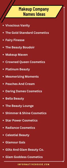 "50+ Creative Makeup Company Names Ideas for Your Beauty Business - Get Inspired!" Cosmetic Shop Name Ideas, Makeup Page Name For Instagram, Makeup Types Names, Makeup Brand Name Ideas, Makeup Business Names Ideas, Cosmetic Brand Name Ideas, Makeup Artist Names Ideas, Makeup Business Names, Makeup Artist Names