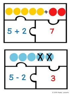 two puzzle pieces with numbers on them and one missing the last piece to make it