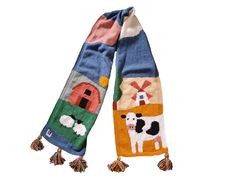 a scarf with farm animals on it