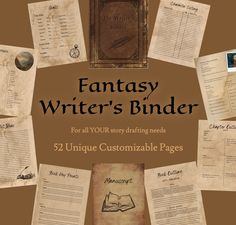 an image of fantasy writer's binder for all your daily writing needs 52 unique customizable pages