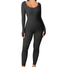 90% Nylon, 10% Polyester Imported Pull On Closure Machine Wash 90%Nylon+10% Spandex.Ribbed U Neck Long Sleeve Jumpsuits [Main Fabric] - This Ribbed Jumpsuits Made With Soft Fabric.High Elasticity, Comfortable, Breathable,The 4-Way Stretch To Promote Both Compression And Butt Lifting, Provide Support To The Upper Leg Muscles And Reduce Muscle Vibrations [Thick Material]-Elastic Yoga Jumpsuits Are Very Comfy To Wear, Designed With Ribbed Textured Tummy Control Contours Your Curves And Shape Your B Fall Nylon Stretch Bodysuit, Sports Long Sleeve Jumpsuit, Winter Stretch Elastane Bodysuit, Solid Color Stretch Nylon Bodysuit, Stretch Nylon Bodysuit, Solid Nylon Stretch Bodysuit, Stretch Nylon Solid Color Bodysuit, Stretch Nylon Bodysuit In Solid Color, Long Sleeve Compression Bodysuit