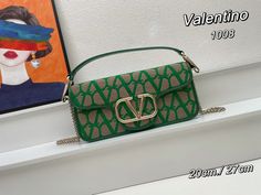 OZ - VEL Bags - 159 Designer Green Shoulder Bag For Shopping, Designer Green Flap Bag For Everyday Use, Designer Green Flap Bag For Shopping, Luxury Green Baguette Bag For Shopping, Designer Satchel Clutch For Shopping, Luxury Green Clutch For Shopping, Designer Green Rectangular Clutch, Valentino Collection, Valentino Fashion