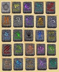 an image of the different types of symbols in this game, including letters and numbers