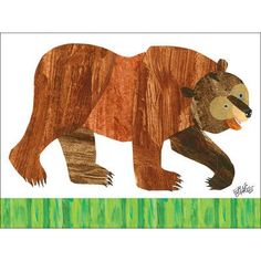 an animal made out of wood with the words brown bear, what do you say?