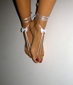 Free Shipping handmade barefoot sandals white bow sandals weddings jewelry gift White Barefoot Sandals, Sandals Bridal, Sandals Wedding, Pretty Life, Brushes Makeup, Bridal Sandals, Beach Bridal, Real Techniques, Frou Frou