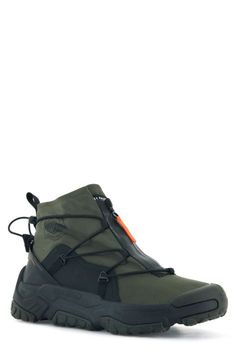 Take to the streets or get off the grid in this waterproof performance boot crafted with a zip closure and multidirectional lugged sole. Waterproof: protects against rain, puddles and slush to keep feet dry in wet conditions Front zip closure Removable, cushioned insole Textile and synthetic upper/textile lining/rubber sole Imported Nylon Ankle Boots For Outdoor, Waterproof Hiking Boots In Techwear Style, Waterproof Hiking Boots Techwear Style, Waterproof Techwear Boots For Outdoor Work, Waterproof Ankle Hiking Boots For Streetwear, Waterproof Ankle Hiking Boots, Outdoor Techwear Waterproof Boots, High-top Techwear Boots With Vibram Sole, High-top Techwear Boots For Outdoor