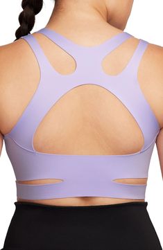 Cutout designs play up the sporty, contemporary style of a moisture-wicking sports bra that offers lightweight support for everyday wear. Dri-FIT moisture-wicking technology Chafe-reducing raw hems Midweight InfinaLock fabric 68% nylon, 32% spandex Machine wash, line dry Imported Nike Seamless Sports Bra For Yoga, Nike Seamless Sports Bra For Athleisure, Nike Seamless Activewear For Gym, Sporty Nike Activewear, Nike Sports Bra For Yoga With Light Support, Nike Seamless Sports Bra For Training, Nike Medium Support Sports Bra For Yoga, Nike Seamless Activewear For Yoga, Nike Seamless Activewear For Workout