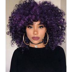 KinkyCurly Relaxed Extensions Board Purple Curly Hair, Best Hair Brush, Dark Purple Hair, Purple Highlights, Smink Inspiration, Big Hair, Purple Hair