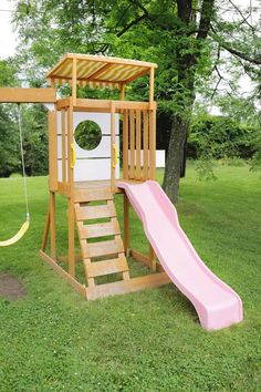 How To Paint Plastic (and Make It Last!) Play Set Landscaping, Backyard Play Spaces, Swing Set Diy, Diy Mid Century, Paint Plastic, Playground Slide, Play Area Backyard, Diy Playground, Wooden Playset