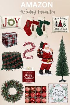 an image of christmas decorations and gifts for the holiday season