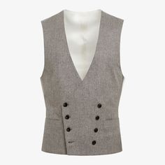 Available on its own or as part of a suit, this light brown double-breasted waistcoat will give any layered look some elegant depth. Tailored to a slim fit, it features an 8-button front, V-cut collar, welt pockets and rear adjustment strap. Brown Waistcoat, Double Breasted Waistcoat, Wool Flannel, V Cut, V Cuts, Layered Look, Welt Pocket, Light Brown, Double Breasted