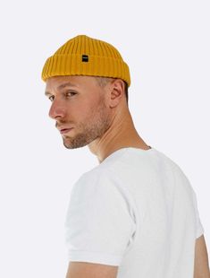 A double rib knitted Mustard Yellow Wool hat is the perfect hat to wear in any cold place. This beanie is specially designed to give you fashion and provide you with warmth.   MATERIAL: 50% Merino Wool/ 50% Acrylic SIZE: Height: 16cm (6inch) Width: 20cm (8inch) Circumference: 56-58cm (22inch) Yellow Beanie, Fisherman Beanie, Yellow Hat, Watch Cap, Beanie Style, Mens Beanie, Blonde Guys, Quality Hats, Fisherman Hat