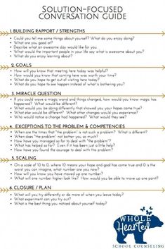 a question sheet with the words solution - focused conversation guide