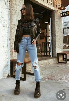 Outfit Botas, Dr Martens Outfit, Jadon Boots, Diy Outfits, Outfits Fo, Winter Trends, Denim Jacket Women, Trend Fashion, Outfits Casual