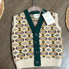 Soft Sweater Vest, New Never Worn, Buttons White Gucci Tops For Winter, Casual Fitted Gucci Sweater, Gucci Casual Cotton Sweater, Gucci Long Sleeve Sweater For Spring, Winter Gucci Cotton Tops, White Fitted Gucci Tops, Gucci White Fitted Tops, Fitted Gucci Tops For Fall, Gucci Shirts