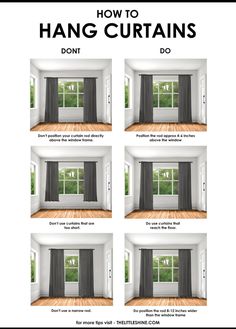 how to hang curtains in the living room with pictures on it and instructions for them