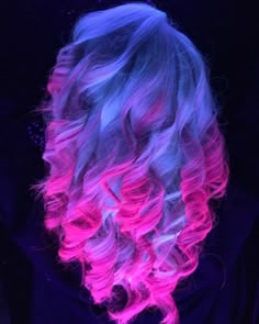 Ombre Dyed Hair, Glow In The Dark Hair, Pink And Blue Hair, Neon Hair Color, Dark Hair Dye, Sunset Hair, Purple Ombre Hair, Glow Hair, Best Hair Dye